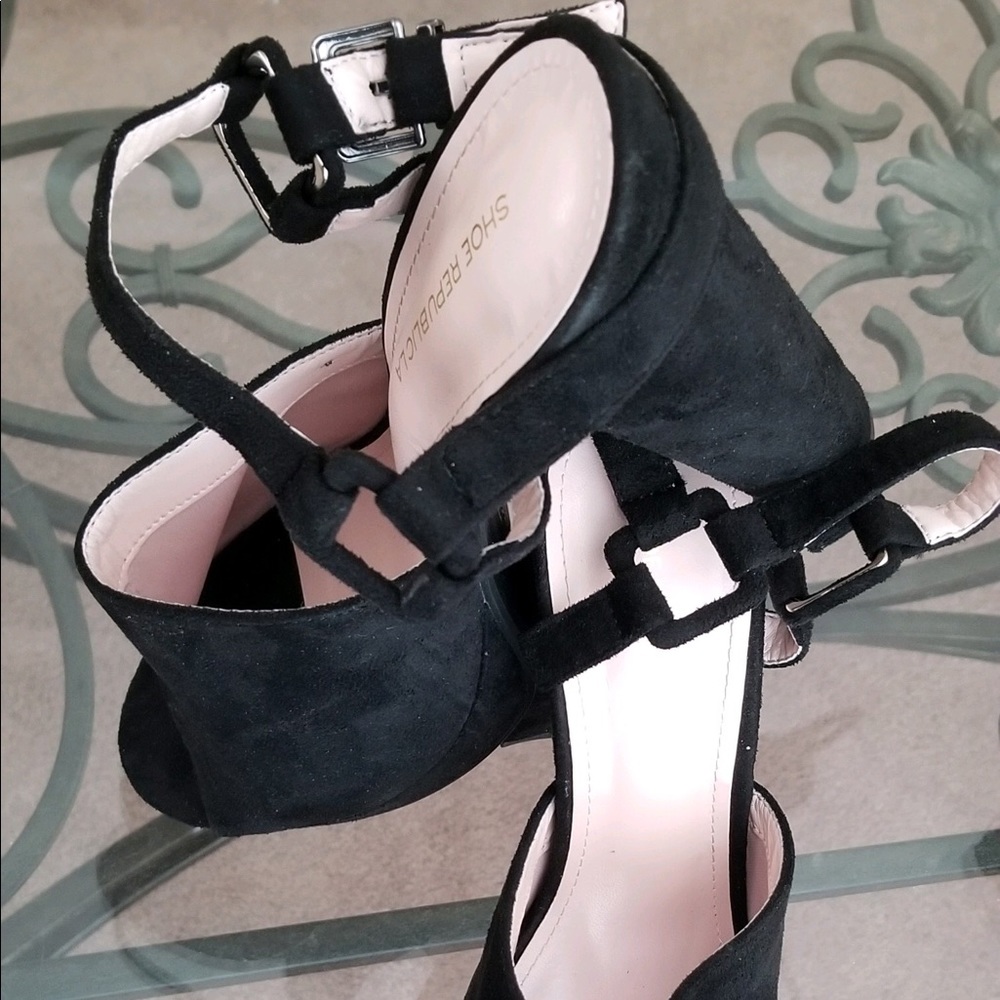 Black block heel sandals
